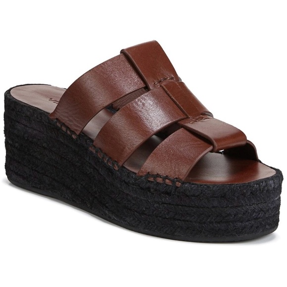 Vince Sabella Mahogany Brown Espadrille Wedge Sandals Platform Women Sz 9 NEW - Picture 1 of 10